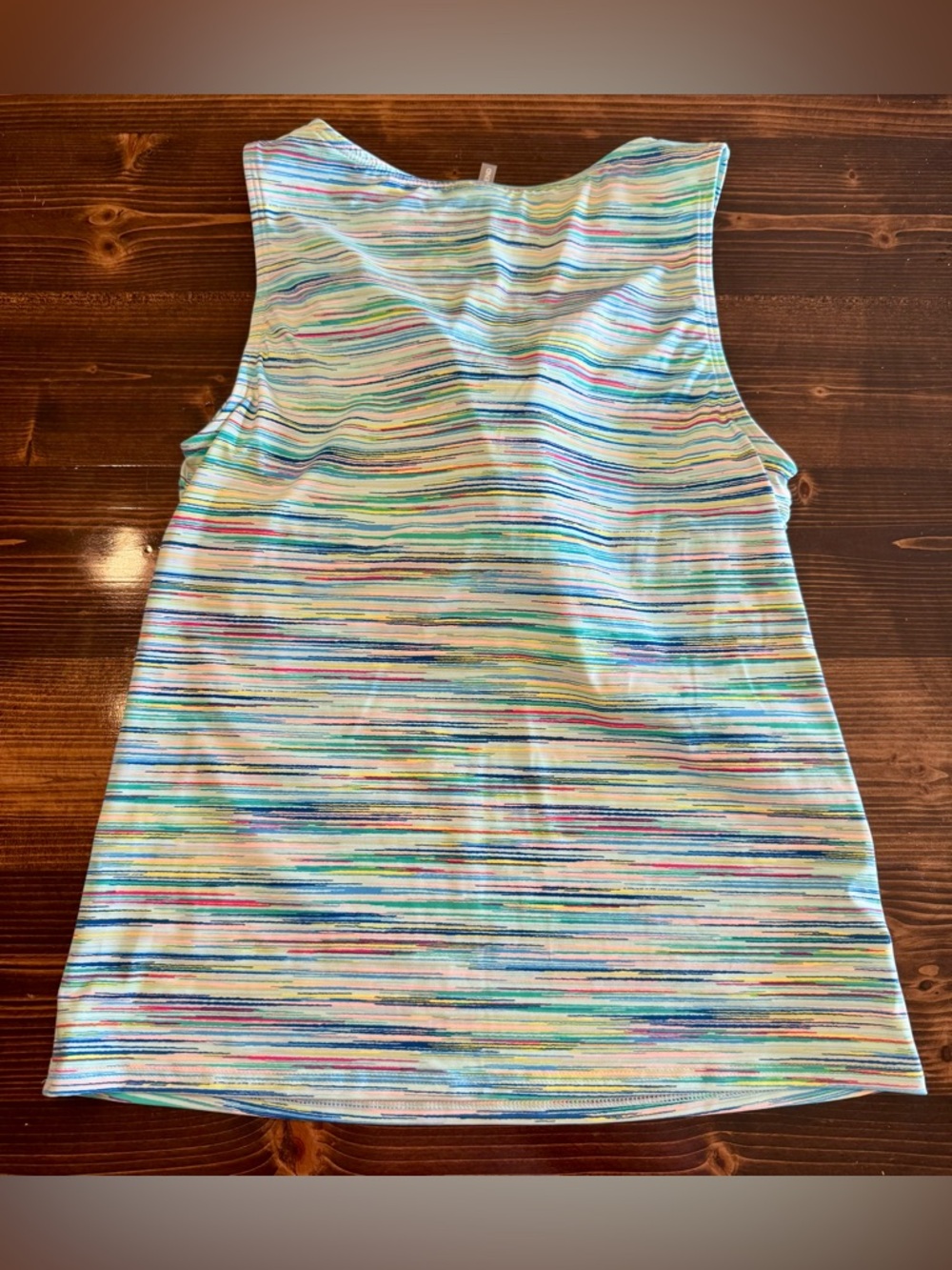 Lands' End Striped Turquoise Multicolor Sleeveless Swim Tank Size 8 - Picture 3 of 7